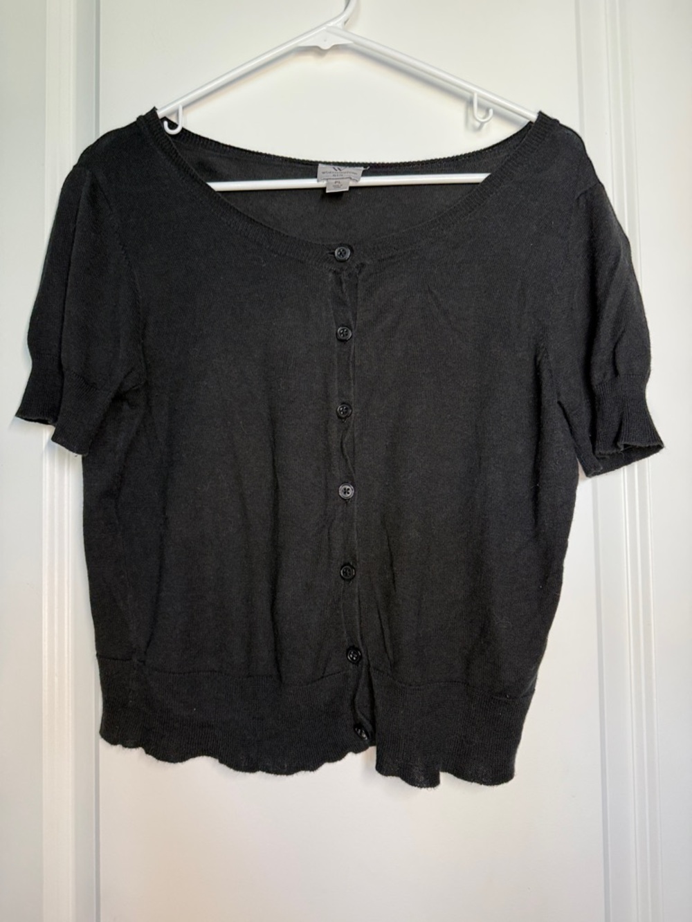 Worthington Black Short Sleeve Button Cardigan